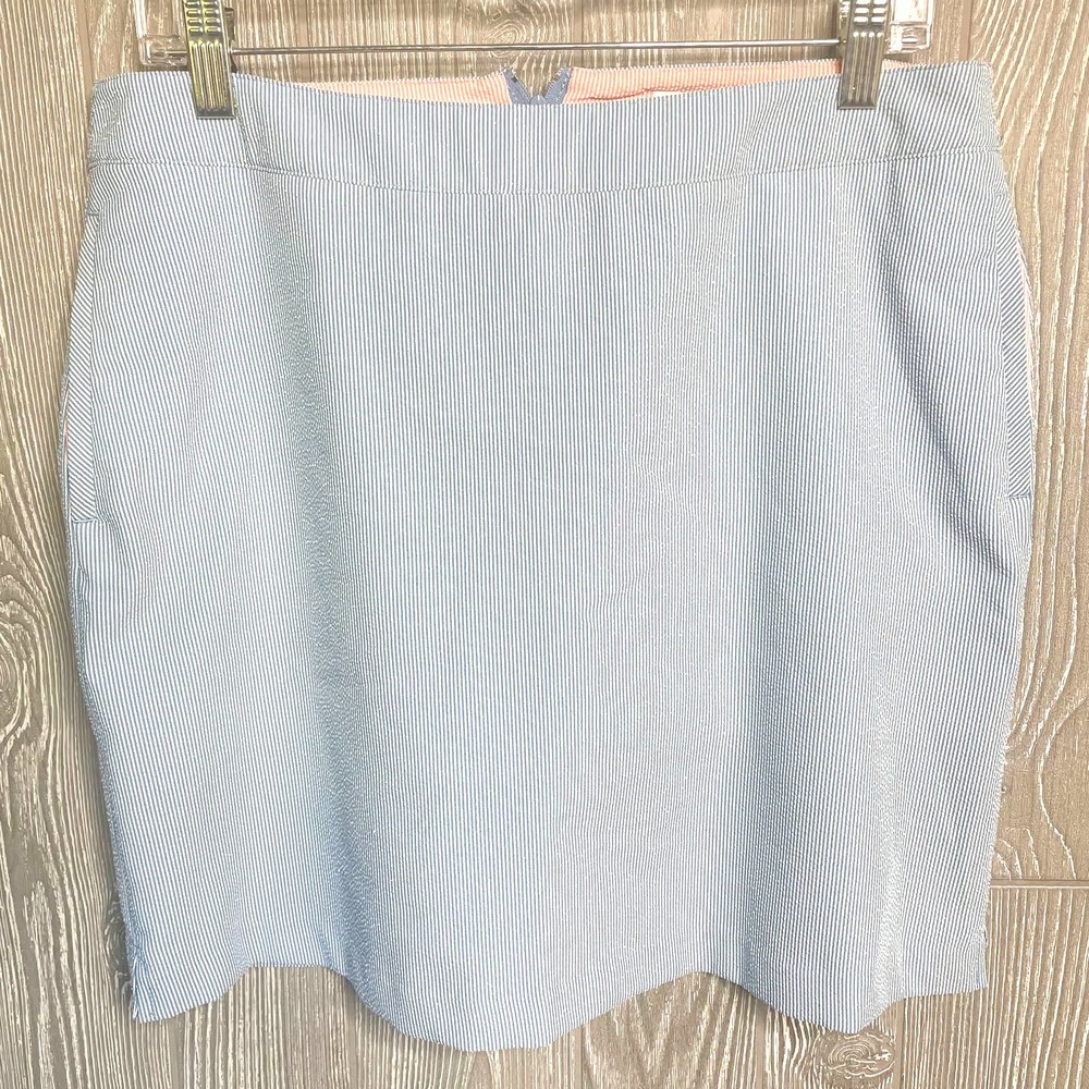 Greg Norman Skort Seersucker Womens 10 Blue Skirt Active Golf Pockets Seersucker